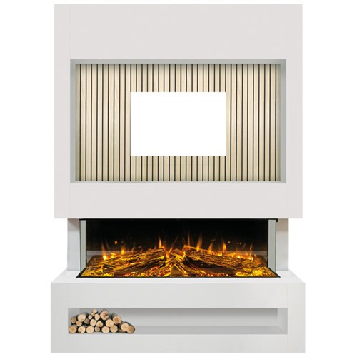 Celsi Electriflame DLX 1250 Media Wall Unit - White & Acoustic Oak