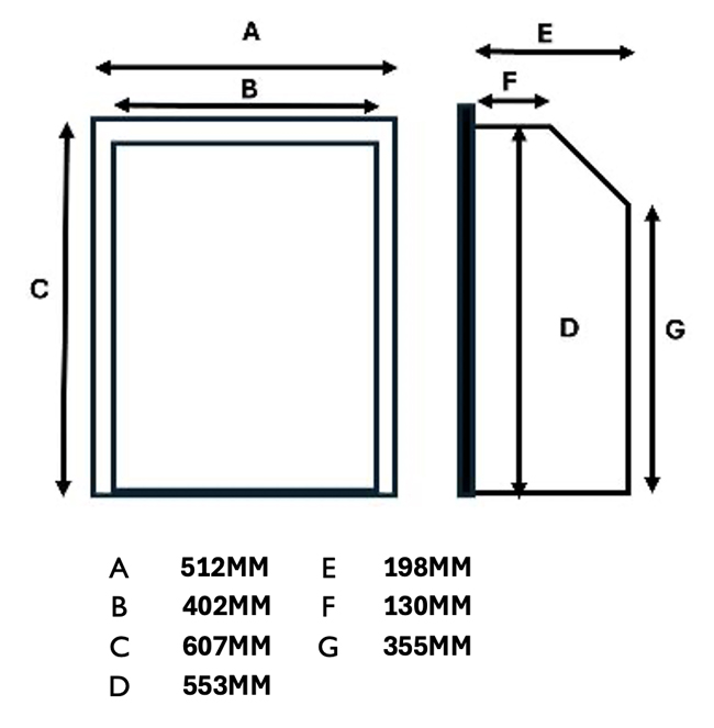 Adore Full Depth Convector Open Fronted Gas Fire Dimensions