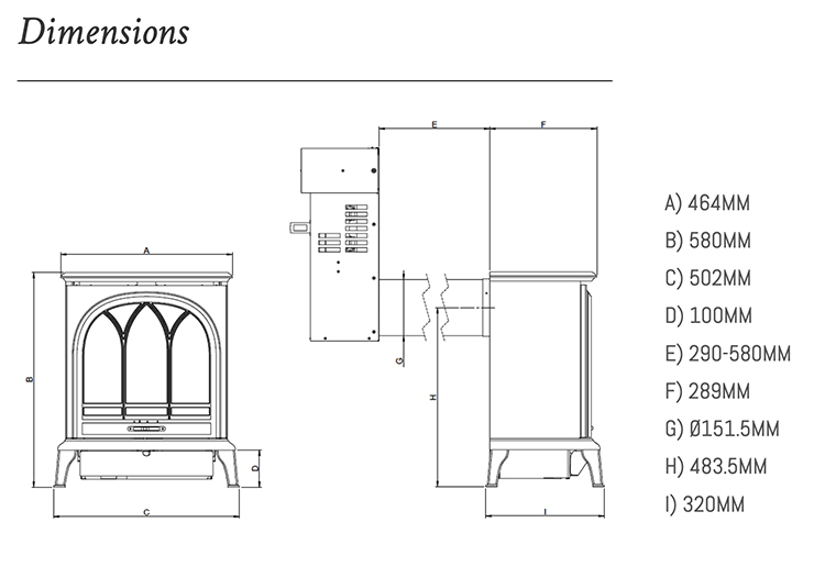 Ravel 400T Balanced Flue Dimensions