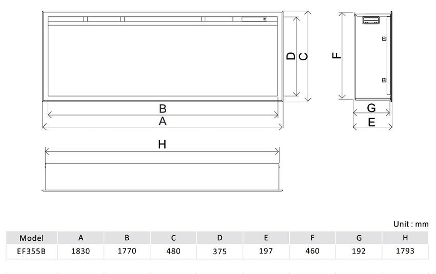 Alnwick 1800 Electric Fire Sizes