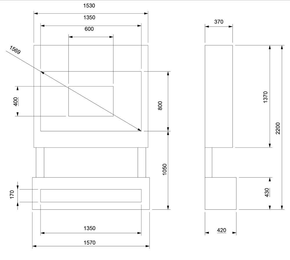 Celsi DLX 1250 Media Wall in Cupria Slate finish Sizes