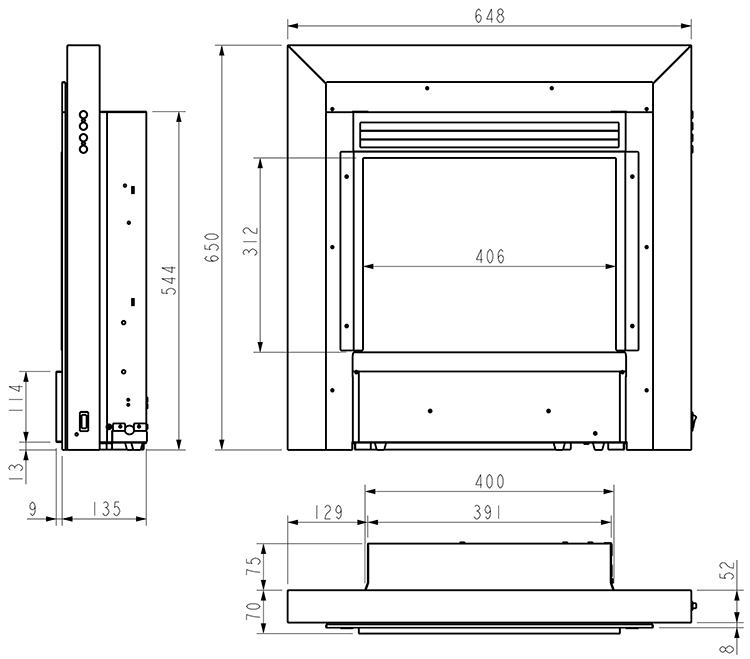 Celsi Ultra FX Acero Electric Fire Sizes