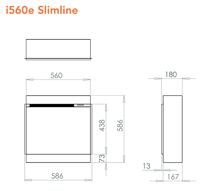 i560e Slimline Electric Fire Sizes