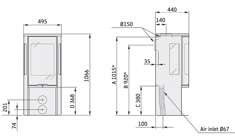 Contura 556G Style Sizes