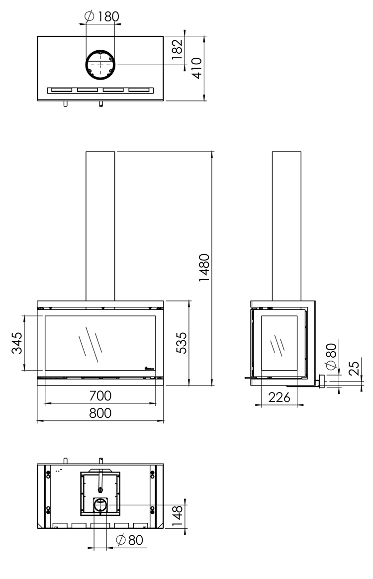 Vidar Triple Large Wall Mounted Sizes