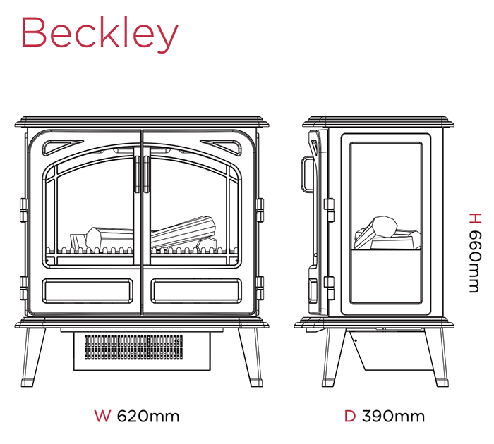 Dimplex Beckley BEC20 Stove Sizes