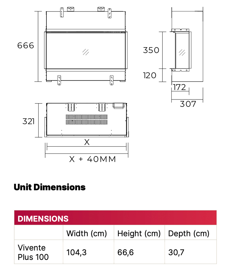 Dimplex Vivente Plus 100 sizes