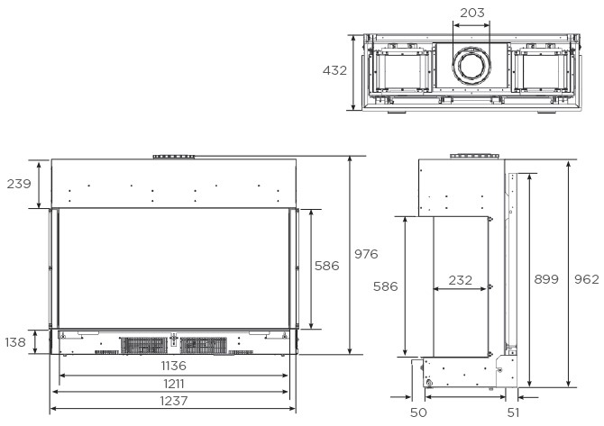 Gazco reflex 105 Multi-Sided Gas Fire Dimensions