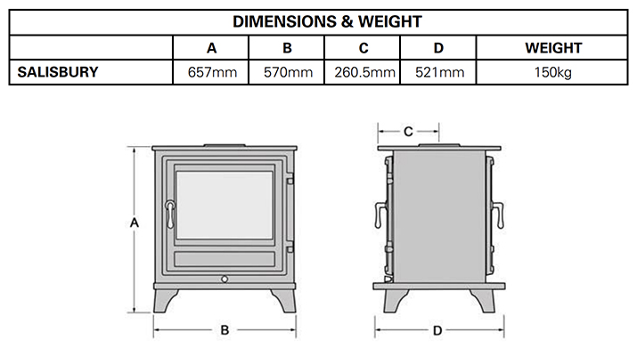 Chesneys Salisbury 8 Double Sided Stove Dimensions