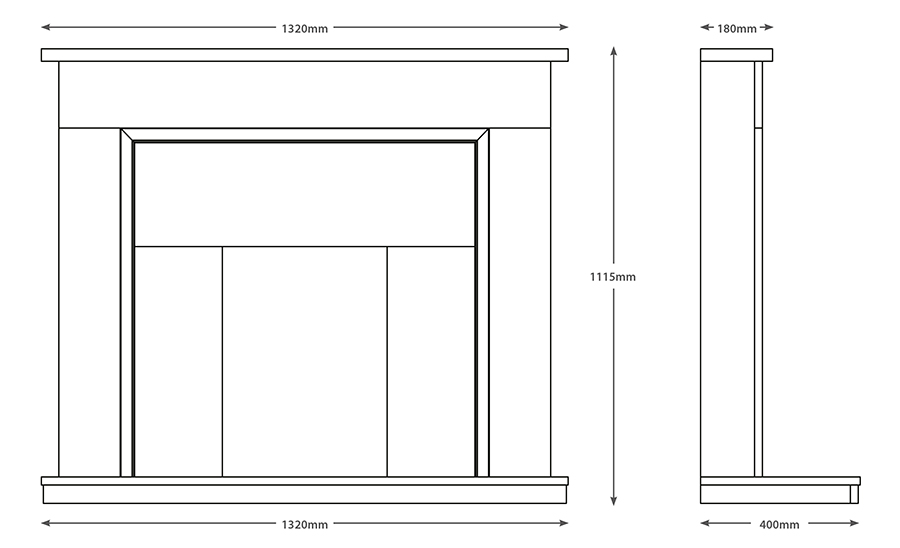 FLARE Madalyn Fireplace Sizes