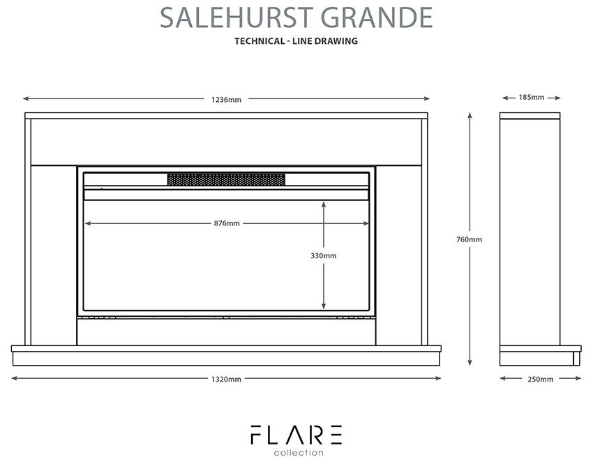 FLARE Salehurst Grande Fireplace Dimensions