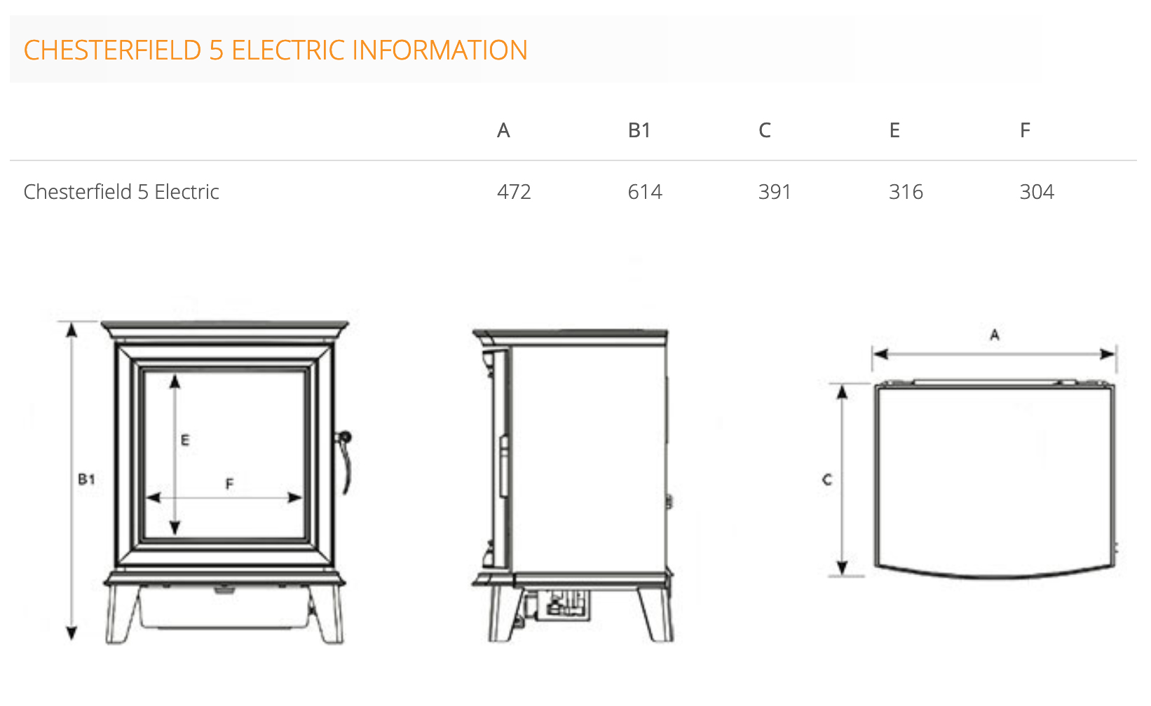 Gazco Chesterfield Electric Stove Sizes