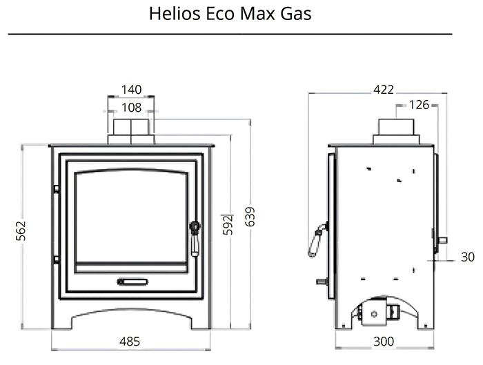 Helios Eco Max Gas Stove Sizes