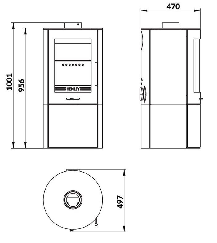 Henley Geneva 5kW Wood Burning Stove Sizes