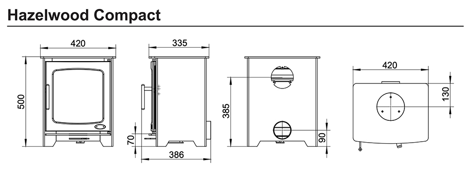 Henley Hazelwood Compact Stove Sizes