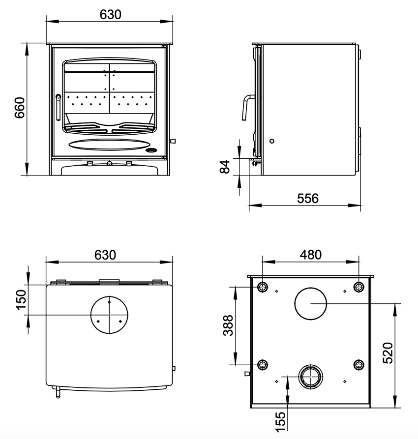 Sherwood 21 Eco Boiler Stove Dimensions