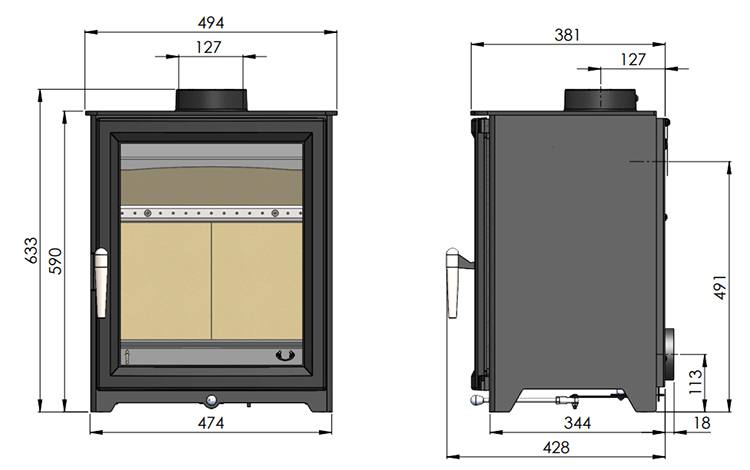 Hunter Isca 5 Stove Sizes