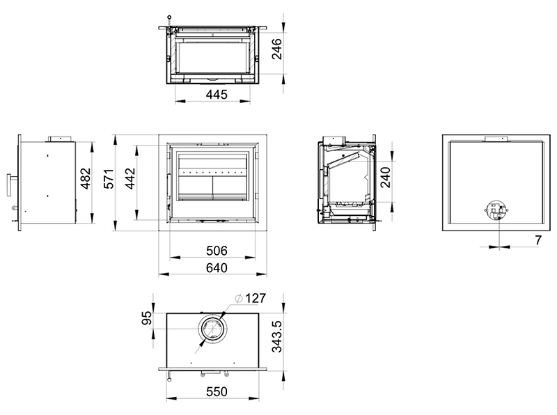 Lovell C550 Inset Stove Sizes