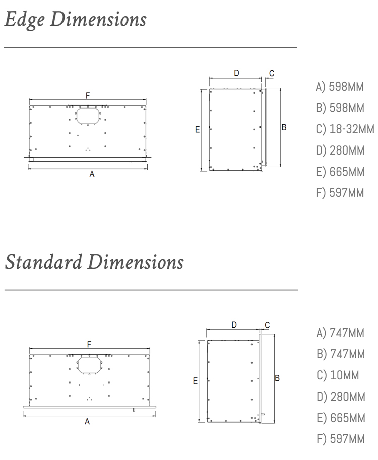 Miura Gas Fire Dimensions