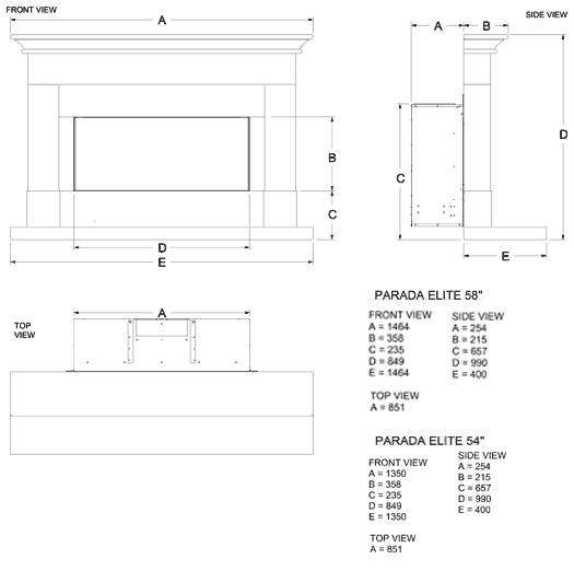 The Collection Parada Illumia Elite Fireplace Suite Dimensions