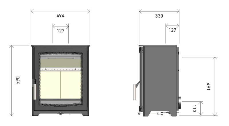 Parkray Aspect 5 Compact Wood Burning Stove Sizes