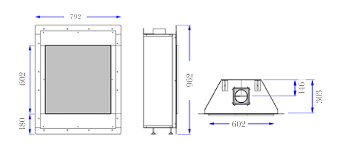 Penman 60CF Gas Fire Dimensions