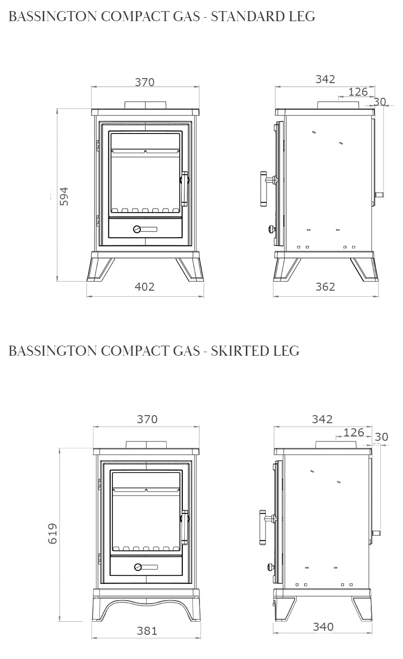 Penman Bassington Compact Gas Stove Dimensions
