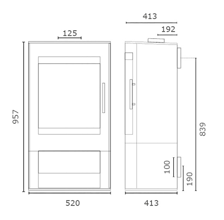 Kassel Wood Stove Dimensions