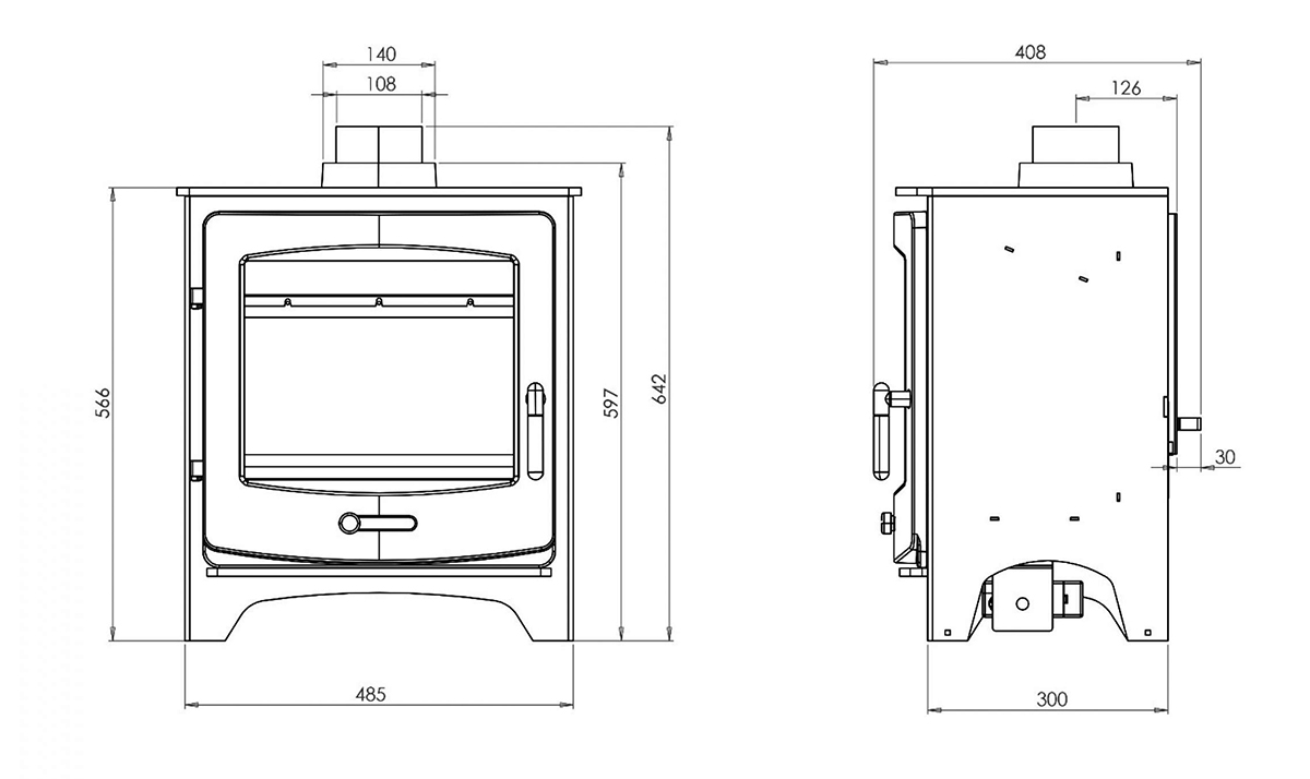 Qudos Vienna Gas Stove Sizes