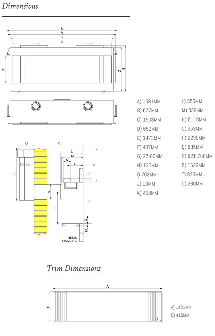 Ravel 1500 Media Wall Gas Fire Dimensions Wildfire