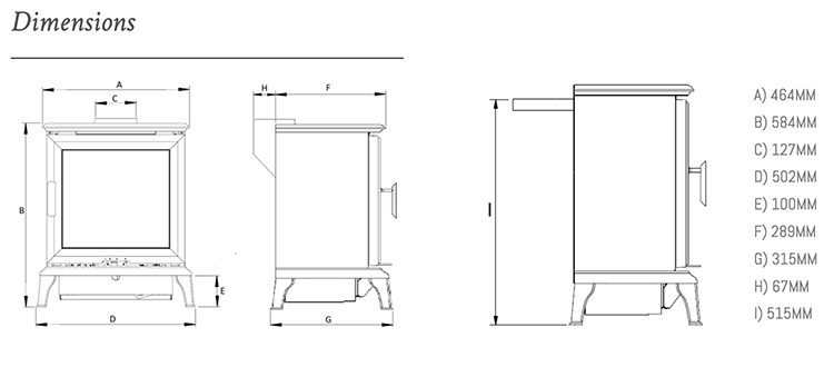 Ravel 400C Gas Stove Dimensions