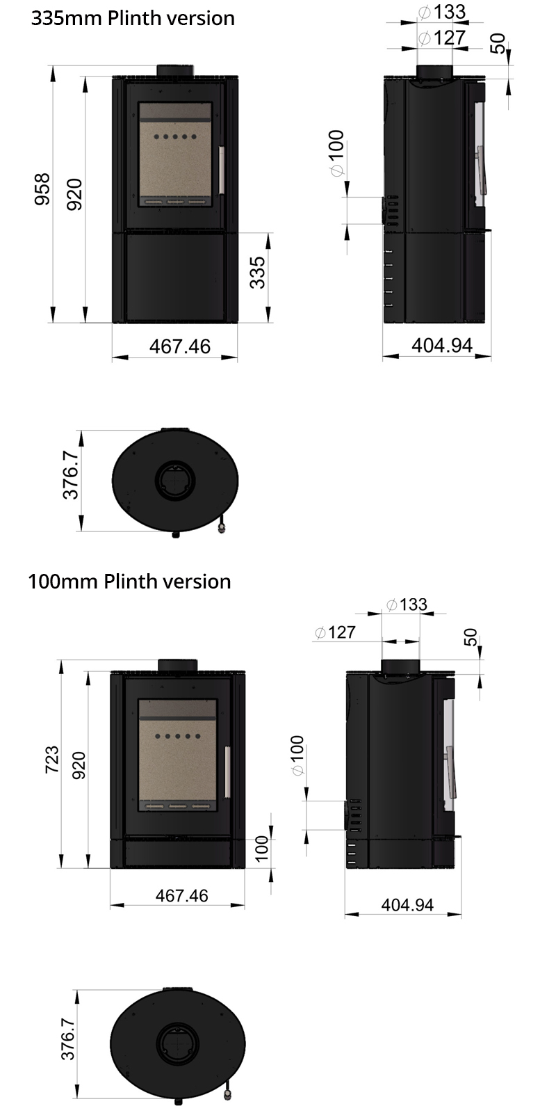 Woodford Charlton Stove Sizes