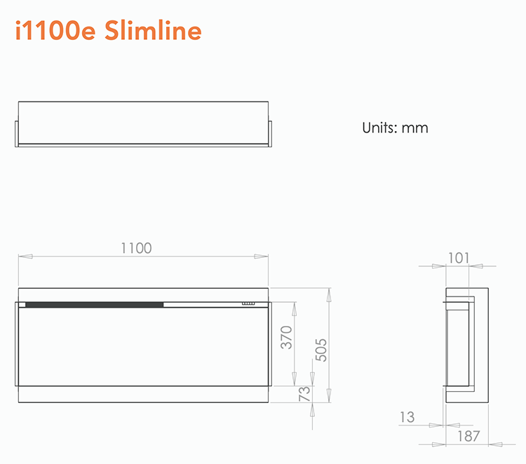 iRange i1100e Slimline Fire Dimensions