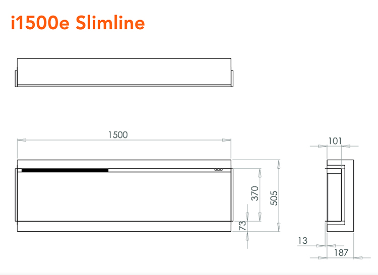 i1500e Slimline Electric Fire Sizes