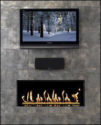 Fireplace below TV
